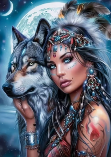 Diamond Painting Stammesfigur Geisterwolf